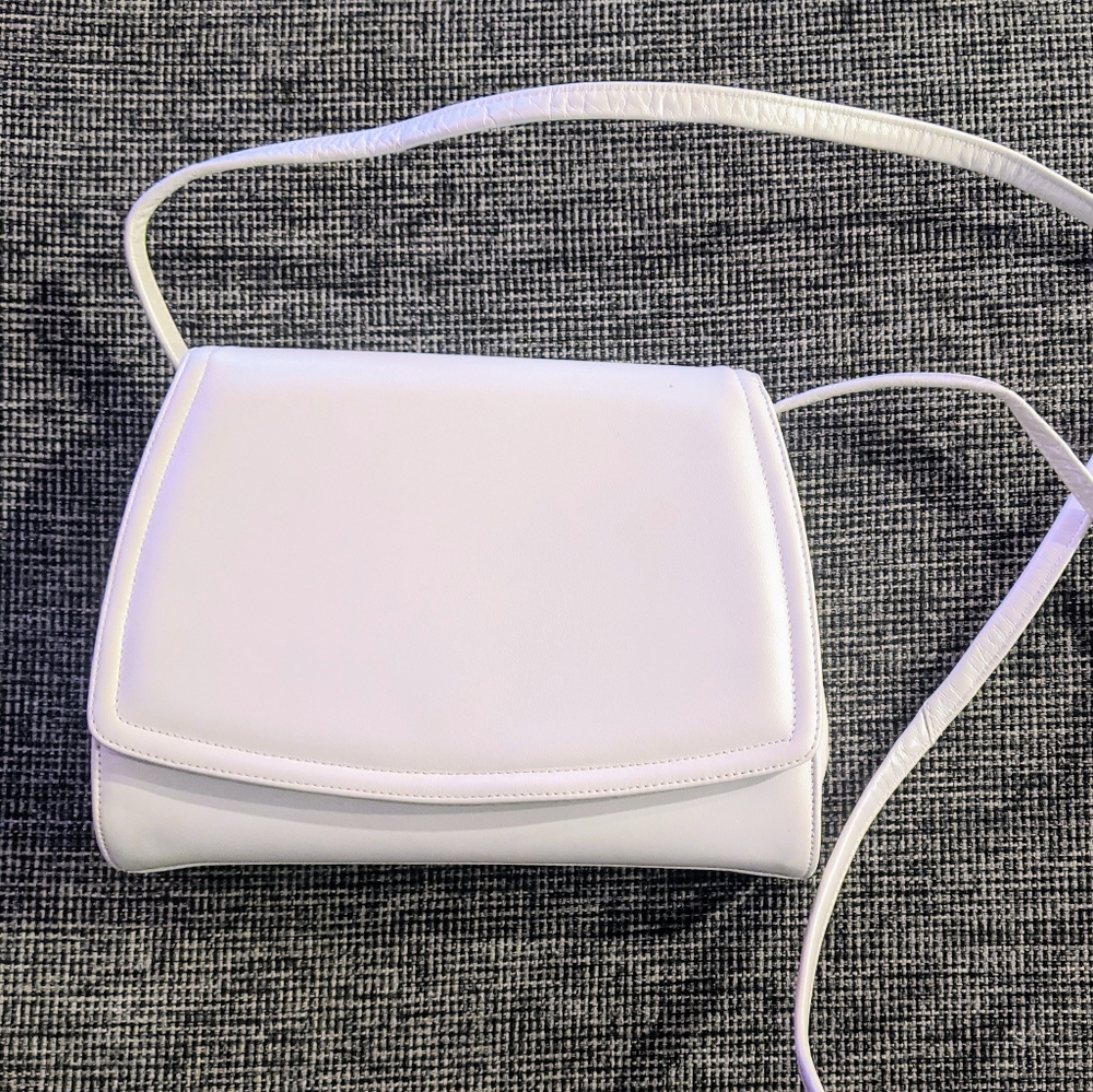 Vintage Frenchy of CA - Small Structured Crossbody Purse - Pearl White